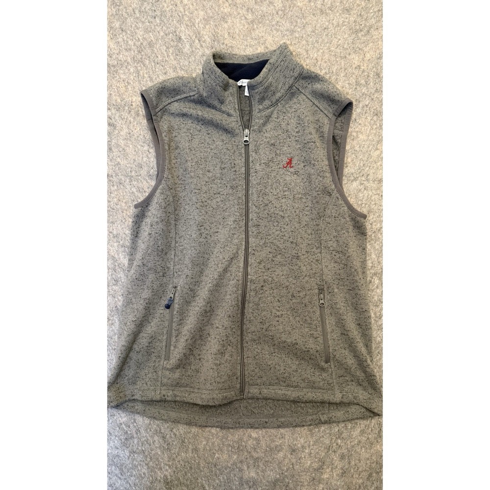 Southern Tide Alabama Crimson Tide Vest Mens M Gray Sweater Fleece Full Zip NCAA